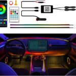 Ambient Lighting Car Led Lights Interior Kit,2PCS 43.3 inches Dream Color Acrylic Led Strips Lights for Car Interior Dashboard,DC 12V Fiber Optic Music Sync Neon Ambiance Lighting with Wireless APP