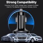 USB C Car Charger Adapter with Voltmeter Compatible with iPhone 16 15 14 13 12 11, Android, Samsung, 120W 6 in 1 Multi-Port Super Fast Charging Cigarette Lighter USB Charger - Image 5