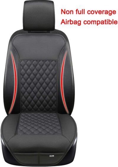 Black Panther 1 Pair Luxury Car Seat Covers Protectors, Universal Anti-Slip Driver Seat Cover with Partial Backrest Coverage (Middle Part Only), Diamond Pattern, Compatible with 95% Cars (Black) - Image 2