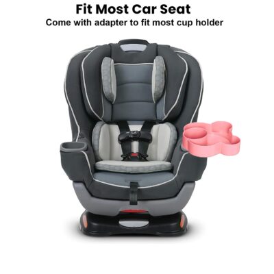 Car Seat Tray - Convert Cup Holder to a Tray for Snacks, Toys, 360 Rotatable for Kids Travel, Anywhere with Cup Holder (Pink) - Image 3