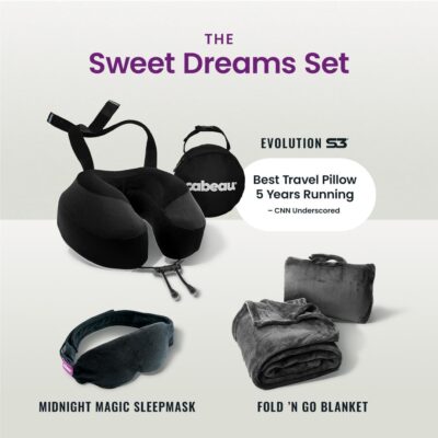 Cabeau Evolution S3 Airplane Travel Pillow for Long Flights - Supportive Memory Foam Body Positioner with Seat Straps to Secure Your Head and Neck and Provides 360 Support (Jet Black) - Image 8