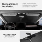 Spigen Front Windshield Sunshade for All Tesla Model Y & 3 | Dual Layered Protection Car Accessories for Model Y Juniper and Model 3 Highland | Gift for Tesla Owner - Image 3