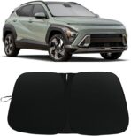 Sunshade for Car Windshield Fit Hyundai Kona 2024 2025 Windshield Sun Shade Foldable Blocks UV Rays & Heat Easy to Install and Store Made of 240T Polyester with Storage Bag
