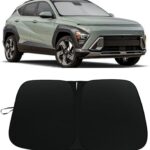 Sunshade for Car Windshield Fit Hyundai Kona 2024 2025 Windshield Sun Shade Foldable Blocks UV Rays & Heat Easy to Install and Store Made of 240T Polyester with Storage Bag