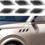 6PCS Car Exterior Hood Side Door Air Vent Cover, Glossy Auto Fenders Trim Intake Grille Decorative Sticker, ABS Hood Spoiler Bumper Side Vent Decal Decoration for Most Cars (Silver)