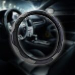 15 inch Car Steering Wheel Cover, Carbon Fiber Microfiber PU Leather Elastic Steering Wheel Protector for Men Women, Anti-Slip Breathable Car Interior Accessories (Grey) - Image 2