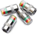 ANKI HAPPIGO 4Pcs 32-to-35 PSI Car Tire Pressure Monitor Valve Stem Caps Sensor Indicator Easy to Read 3 Color Eye Alert