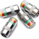 ANKI HAPPIGO 4Pcs 32-to-35 PSI Car Tire Pressure Monitor Valve Stem Caps Sensor Indicator Easy to Read 3 Color Eye Alert