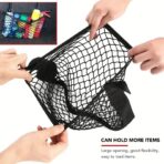 Car Back Seat Mesh Organizer Elastic Storage Net, Universal Trunk Pocket with Stretch Design for Travel and Sports Gear, Black, 30cm - Image 4