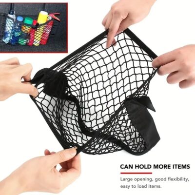 Car Back Seat Mesh Organizer Elastic Storage Net, Universal Trunk Pocket with Stretch Design for Travel and Sports Gear, Black, 30cm - Image 4