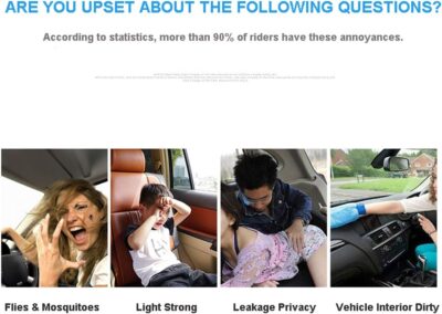 2 Pack Car Curtains Window Shades UV Protection Auto Privacy Shade Valances for Side Window Universal Windshield Sunshade Van Curtain Mesh Screen Blocks Heat Sun Shield Keeps Vehicle SUV Cool - Image 2