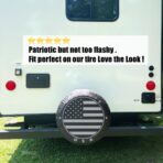 Black Spare Tire Wheel Cover with American US Flag PVC Leather Waterproof Dust-Proof Universal Fit for Jeep, Trailer, RV, SUV, Camper and Van (14 Inch) - Image 6