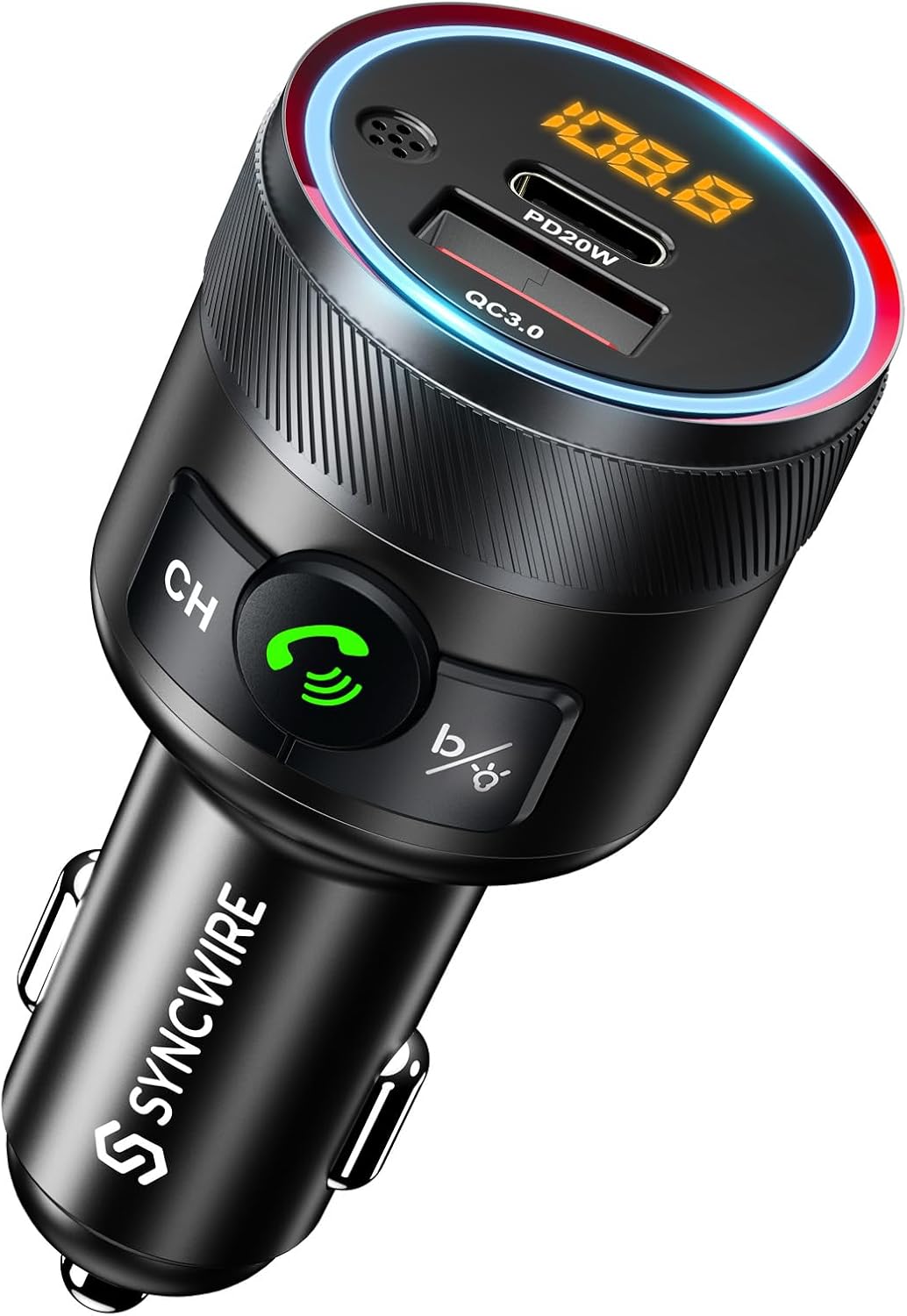 61zsSP3aZFL._AC_SL1500_.jpg Syncwire Bluetooth 5.4 FM Transmitter for Car, 38W PD&QC3.0 Dual USB Charging Bluetooth Car Adapter Microphone & Bass Sound MP3 Music Player FM Kit with Hands-Free Calling - Image 1