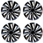 Hubcaps Wheel Covers Replacement R14 Size Hub Cap Universal-Fit Steel Wheel Rim Caps ABS Tire Cover Snap on Most Car Truck SUV Sedan -Set of 4（14-inch，Silver-Black）