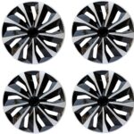 Hubcaps Wheel Covers Replacement R14 Size Hub Cap Universal-Fit Steel Wheel Rim Caps ABS Tire Cover Snap on Most Car Truck SUV Sedan -Set of 4（14-inch，Silver-Black）