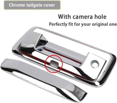 Chrome Door Handle Covers+Top Half Mirror Covers+Tailgate Cover (with Camera Hole) Compatible with Chevrolet Silverado GMC Sierra 1500 2500 3500 2014-2018 - Not for Towing Mirror - Image 6