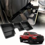 Vesul Under Seat Storage Compatible with 2019-2026 Dodge Ram 1500 Crew Cab Heavy-Duty Truck Under Back Seat Organizer Box with Detachable Portable Organizer Black