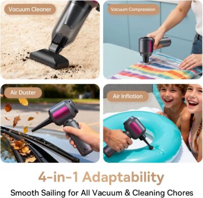 REWONDER Car Vacuum Cleaner High Power, 22000Pa Vacuum Cleaner & 110000RPM Air Duster, Handheld Vacuum with 7800mAh Battery for Valentines Day Gifts, Storage Bag & Multi-Nozzles for Car, Home - Image 4