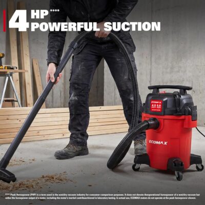 ECOMAX Ultra Quiet Shop Vacuum Wet and Dry 6 Gallon, Shop Vac 4 HP, 80% Quieter Operation, 3X Longer Motor Lifespan, Powerful & Portable for Home, Garage, Jobsite, Workshop - Image 3