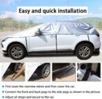Half Car Cover All Weather Car Body Cover Sunshade Cover Snow Cover Waterproof Snowproof Universal 210D Oxford Fabric (Fit Hatchback Length 158'' to 173'') - Image 4