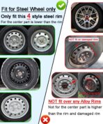 Hubcaps Wheel Covers Replacement R16 Hub Cap Universal Steel Wheels Rims Tire Cover ABS Material Exterior Accessories for Most Car Truck SUV -Set of 4（16-inch，Black） - Image 4