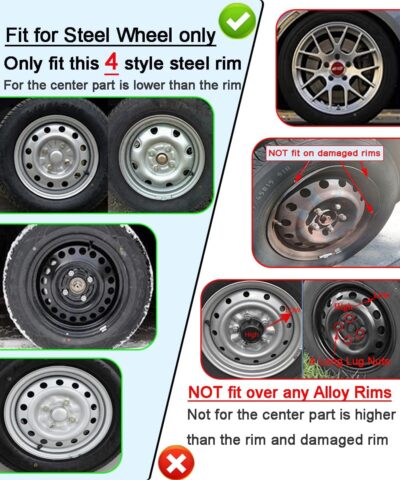 Hubcaps Wheel Covers Replacement R16 Hub Cap Universal Steel Wheels Rims Tire Cover ABS Material Exterior Accessories for Most Car Truck SUV -Set of 4（16-inch，Black） - Image 4