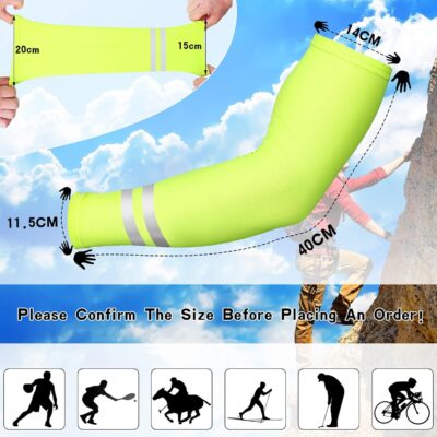 SATINIOR 3 Pcs Sun Hard Hat Neck Protection High Visibility Full Brim Mesh Sun Protection Bandana Headband Arm Sleeves with Reflective Strap for Construction Helmet Hard Hat(Neon Yellow) - Image 3