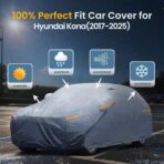 Waterproof Hyundai Kona(2017-2026) Car Cover with Breathable Vents, [2026 Upgrade] Premium Covers with Cotton Liner and Zipper Door, Sun Rain Snow Dust Uv Protection.(Gift with Towel) - Image 3