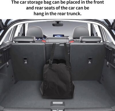 Car Seat Organizer - Large Capacity Passenger Seat Storage Travel Bag, Portable, Foldable and Collapsible Miscellaneous Car Hanging Bags, Reusable Shopping Tote with Drawstrings - Image 5