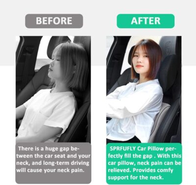 Super Soft Car Headrest Pillow, 100% Memory Foam Car Neck Pillow with Adjustable Strap & Breathable Removable Cover, Ergonomic Design - Travel Pillow Car Pillow for Neck/Back Pain Relief(Black, 1PC) - Image 6