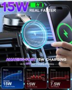 for Magsafe Car Mount Charger, 15W Fast Charging Wireless Car Charger [120LBS Suction &3800gf Magnet] 780° Adjustable, Vacuum Magnetic Phone Holder for Your Car for iPhone & Android, Metal Stand Rotor - Image 2