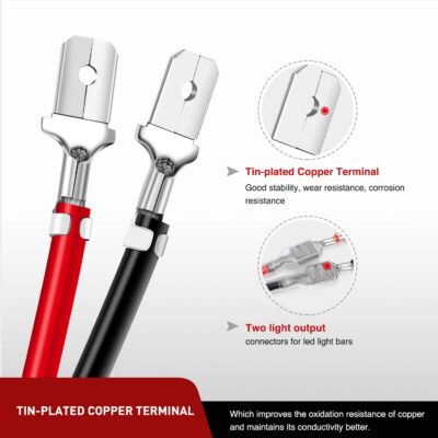 Nilight 2PCS 16 AWG 10 Feet Wiring Harness Extension Kit for LED Work Light Bar Led Pods Off Road Lights Driving Fog Light Boat Lighting, 2 Years Warranty,black - Image 5