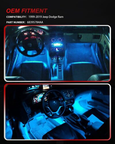 Interior Ice Blue LED Courtesy Footwell Lights Under Dashboard Floorboard Courtesy Lamps For Jeep Dodge Ram 1999-2019 - Image 5
