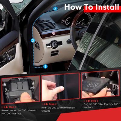 5.5" Windshield Head Up Display for Car,OBDII/EUOBD Interface Plug Car Hud Screen with Water Temperature, Mileage, RPM, Multiple Alarms - Image 7