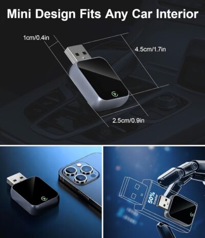 2026 Wireless CarPlay Adapter for iPhone - No Audio Lag, 5s Auto-Connect- Convert Factory Wired to Wireless CarPlay - Bluetooth 5.3 & 5GHz Wi-Fi - Plug & Play (Includes USB A/C) - Image 7