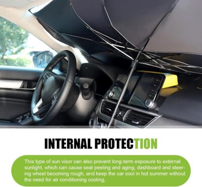 Auto Front Windshield Sun Shade Umbrella, Windshield Sun Shade Umbrella for Car Vinyl Coating, Foldable Car Umbrella Sunshade with UV Block Protection (Opening Design) - Image 5