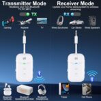Premium Airplane Bluetooth 5.4 Transmitter Adapter, for 2 AirPods/Headphones,2 in 1 Transmitter Receiver with aptX Low Latency,Wireless Adapter for Flight,TV,Gym,Tablets Car Stereo - Image 2