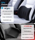 Wigoo 2026 Car Neck Pillow and Lumbar Support Pillow for Car Set [Ergonomic Design, Pressure Relief] Soft Car Headrest Pillow Back Cushion with Adjustable Strap, Fits All Vehicles (Black) - Image 6