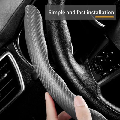 3 Piece Carbon Fiber Steering Wheel Cover,Car Steering Wheel Protector with Non-Slip Lining,Breathable Microfiber Universal for 14.5-15 inch,Gray - Image 4