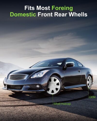 SCITOO Long-Lasting 14" Silver Hubcaps, fits Multiple Models, Stylish & Rust-Resistant, 14 inch Hub Caps Set of 4 Wheel Covers with Universal Snap-On Retention Rings - Image 6