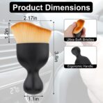 Car Detailing Brush, Soft Bristle Cleaning Brush, Scratch-Free Auto Duster Tool for Dashboard, Air Vents, Leather & Interior Cleaning (Black&Brown) - Image 2