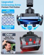 HTU 【98+LBS Strongest Suction & Military-Grade】 Ultimate Car Phone Mount【Patent & Safety Certs】 Cell Phone Holder Truck Stand for Dashboard Windshield Vent for iPhone 17 Pro Max 16 15 Samsung (Black) - Image 6