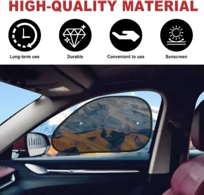 2 Pieces Universal Car Window Sun Shade Side Window UV Protection for Child and Baby Blocks Glare Sunlight and Heat Reduces Fading and Damage Fits Most Cars - Image 4