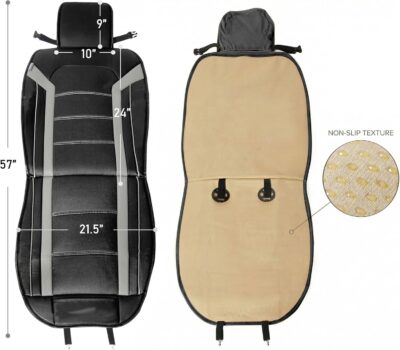 FH Group Front Set Faux Leather Car Seat Cushions - Seat Covers for Low Back Seat, Universal Fit, Airbag Compatible Seat Cover for SUV, Sedan, Black - Image 8