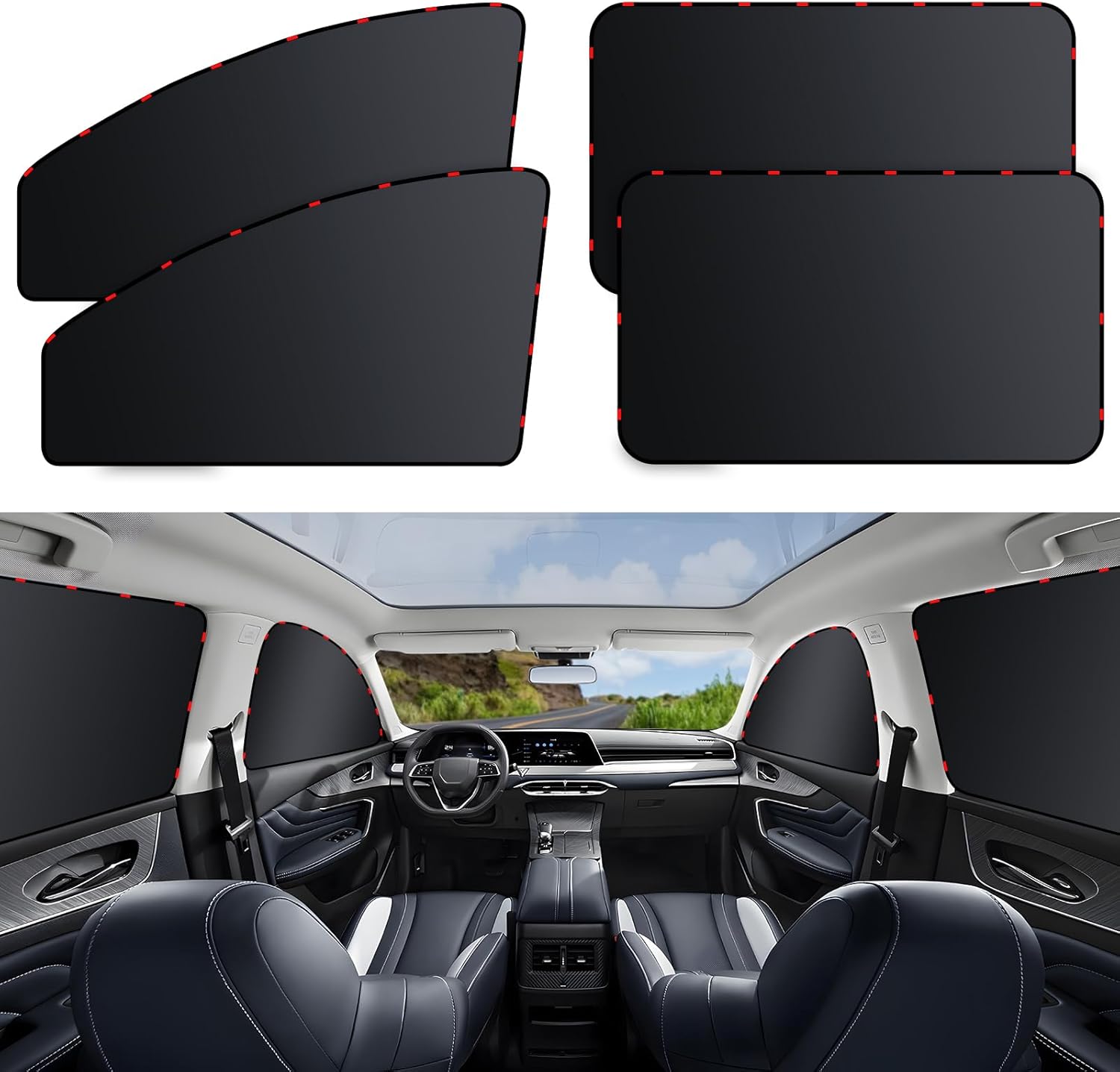 71-0PdzW3VL._AC_SL1500_.jpg ZATOOTO 4 Pack Car Privacy Curtains, Full Blackout Car Window Shades, Universal Fit for Most Cars, Great for Travel, Camp, Privacy - Image 1