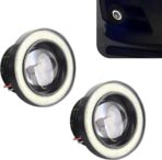 2 PCS Car Angel Eye LED Fog Light, Super Bright Len Spotlight with 3" COB Aperture, Waterproof Anti-vibration Fish Eye Bulb Assembly, Universal Modified Daytime Running Light for Cars (White)