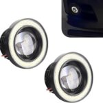 2 PCS Car Angel Eye LED Fog Light, Super Bright Len Spotlight with 3" COB Aperture, Waterproof Anti-vibration Fish Eye Bulb Assembly, Universal Modified Daytime Running Light for Cars (White)