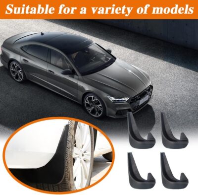 4PCS Car Mud Flaps, Black Mud Flaps Splash Guards, Front Rear Mud Flaps Splash Guards, No Drilling Mudguards Fenders Car Exterior Accessories Universal for Most Cars, Sedan Vehicle - Image 3