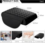 Car Armrest Cushion, 12.2"×8.3" Leather Auto Memory Foam Center Console Pad with Storage Pocket, Waterproof & Anti-Scratch Elbow Pillow Armrest Seat Box Protector, Universal Fit (Black) - Image 2