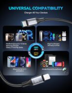 120W Fast Car Charger for iPhone 14 13 12 11-17 Pro Max Plus Mini SE XR XS X 8 7 6, iPad, PD 100W Super Fast Charging & Ultra-Compact Adapter Cigarette Lighter with [USB L Cable to USB C] and USB-C&A - Image 4